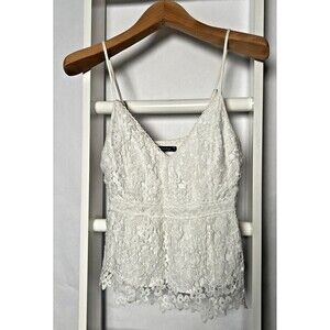 Abercrombie & Fitch Lace Camisole Womens M Ivory Off White Adj Straps Elas Back